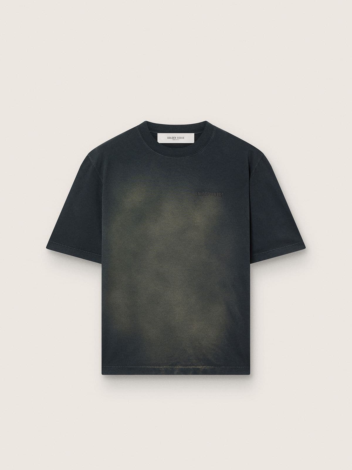Unisex T-shirt in black cotton jersey with embroidered logo - Golden Goose Women|Men