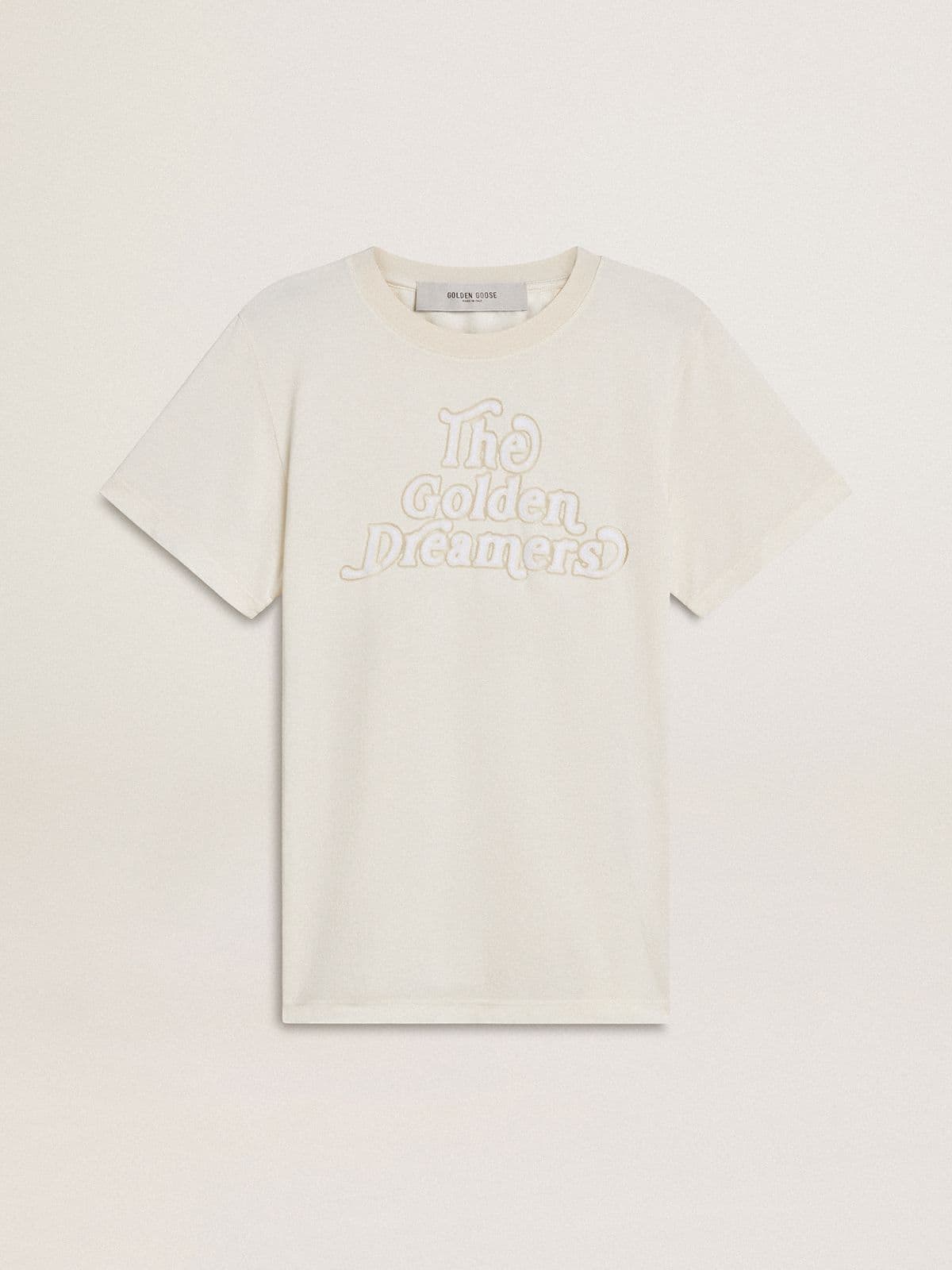 Women's white T-shirt with print on the front - Golden Goose Women