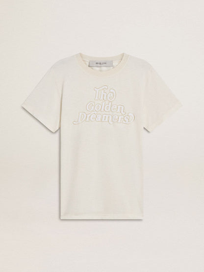 Women's white T-shirt with print on the front - Golden Goose Women