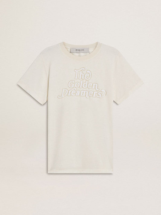 Women's white T-shirt with print on the front - Golden Goose Women
