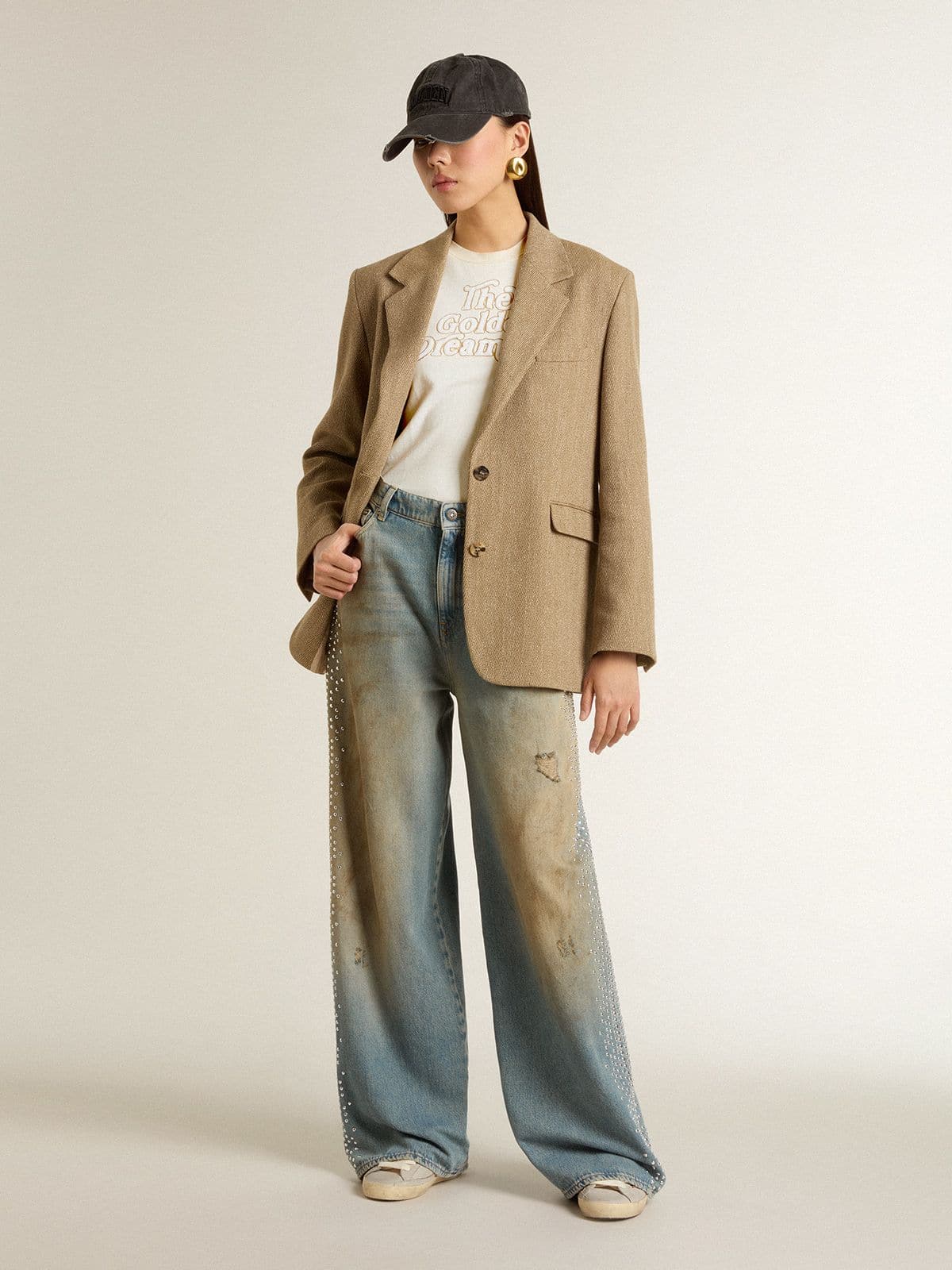 Women's white T-shirt with print on the front - Golden Goose Women