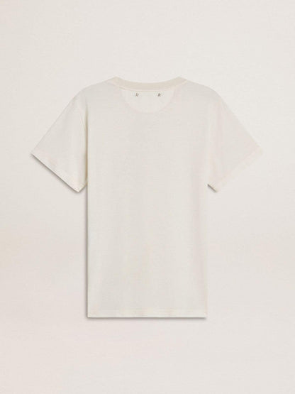 Women's white T-shirt with print on the front - Golden Goose Women