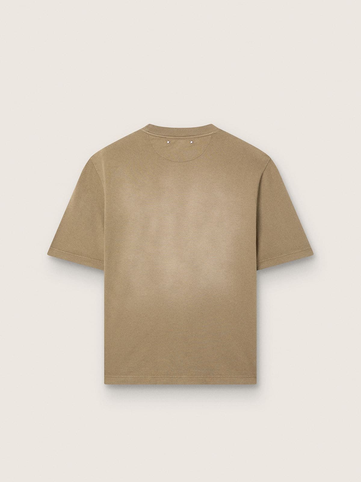 Unisex T-shirt in beige cotton jersey with embroidered logo - Golden Goose Women|Men