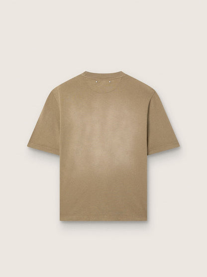Unisex T-shirt in beige cotton jersey with embroidered logo - Golden Goose Women|Men