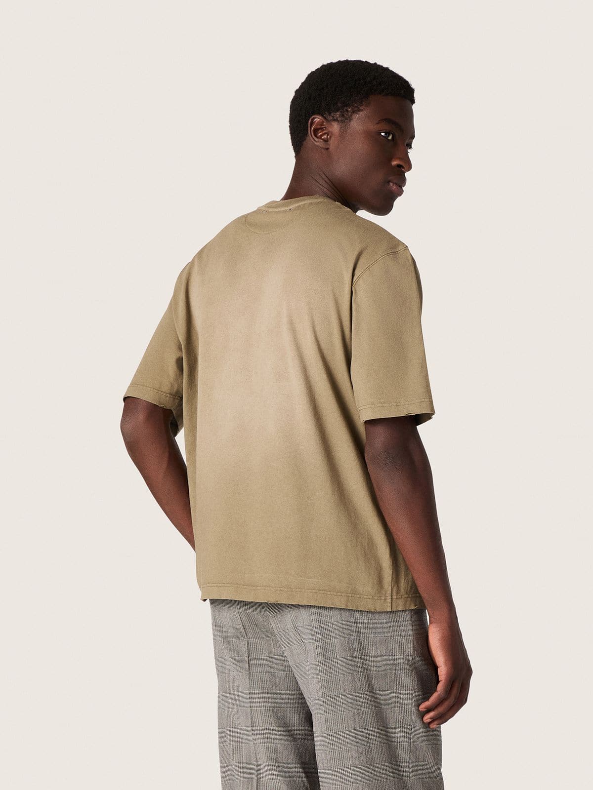 Unisex T-shirt in beige cotton jersey with embroidered logo - Golden Goose Women|Men
