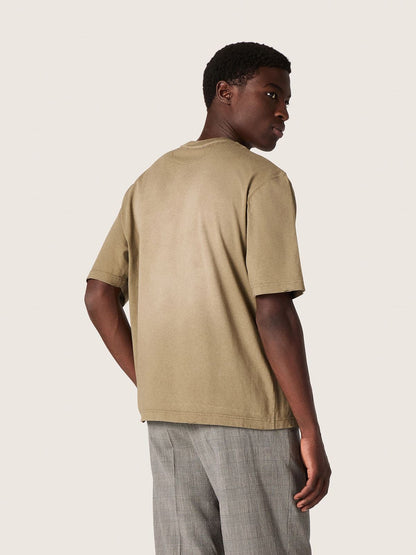 Unisex T-shirt in beige cotton jersey with embroidered logo - Golden Goose Women|Men