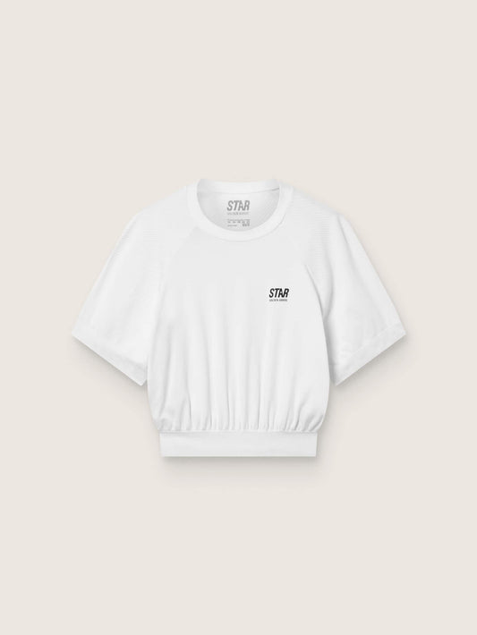Women's white cropped sports T-shirt - Golden Goose Women