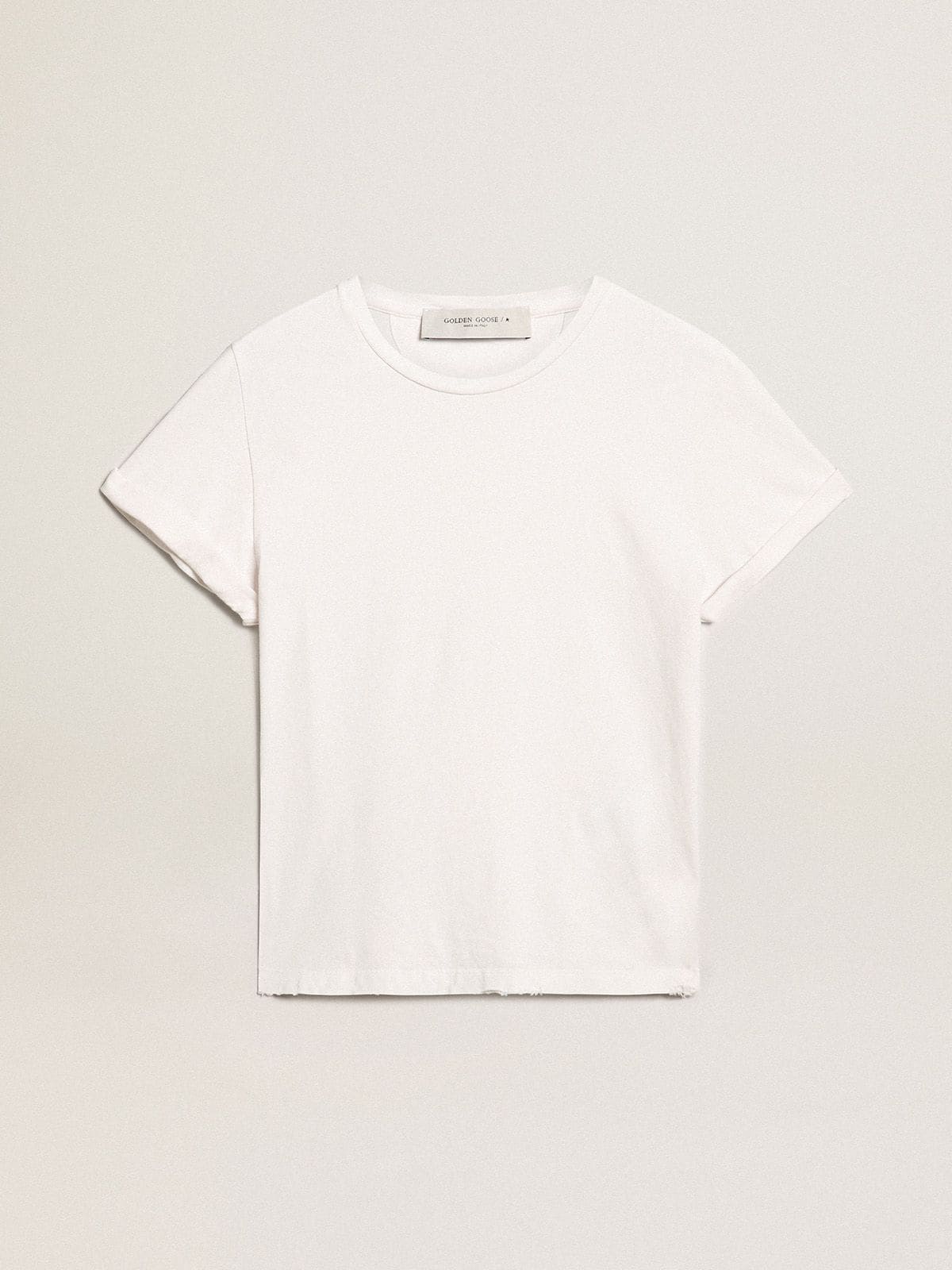 Distressed regular-fit women’s T-shirt in white - Golden Goose Women
