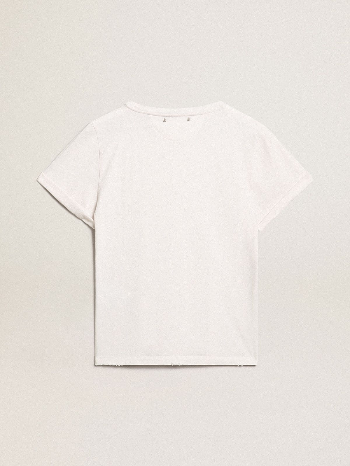 Distressed regular-fit women’s T-shirt in white - Golden Goose Women