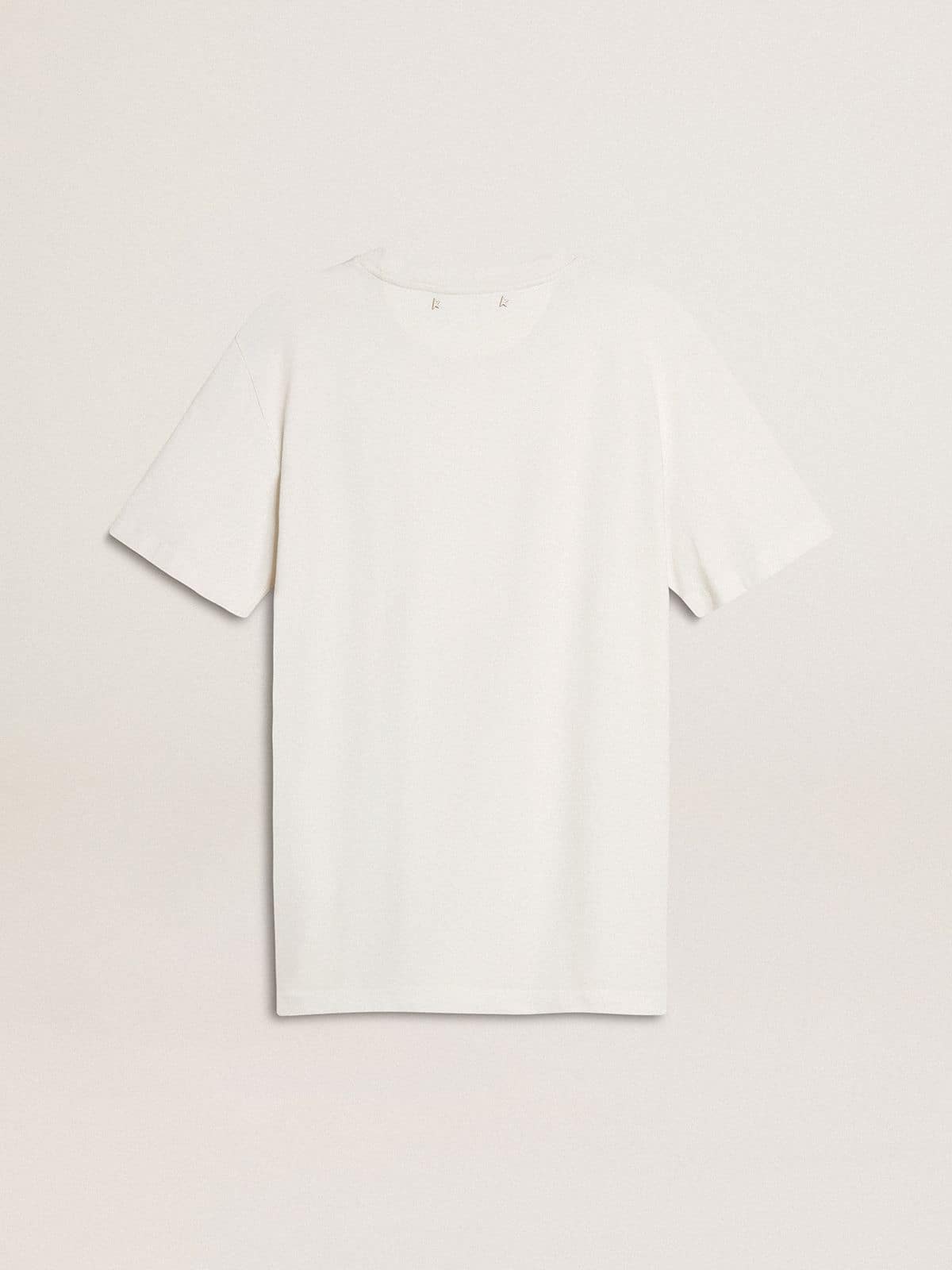 Women's white T-shirt with black print on the chest - Golden Goose Women