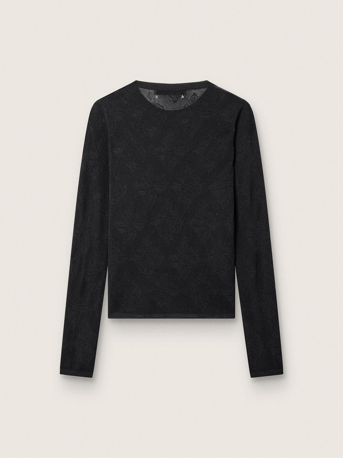 Women's crew-neck sweater with black floral jacquard pattern - Golden Goose Women