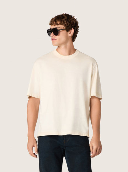 Star unisex cotton T-shirt in vintage white with black print on the back - Golden Goose Women|Men