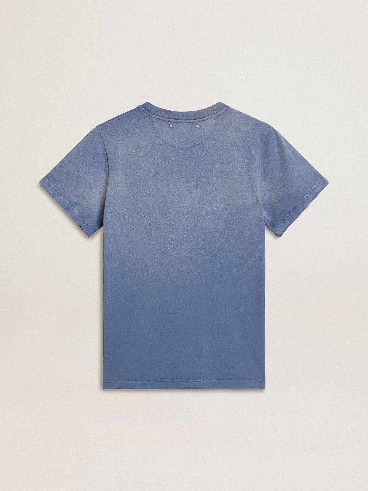 Women's faded light blue T-shirt with print on the chest - Golden Goose Women