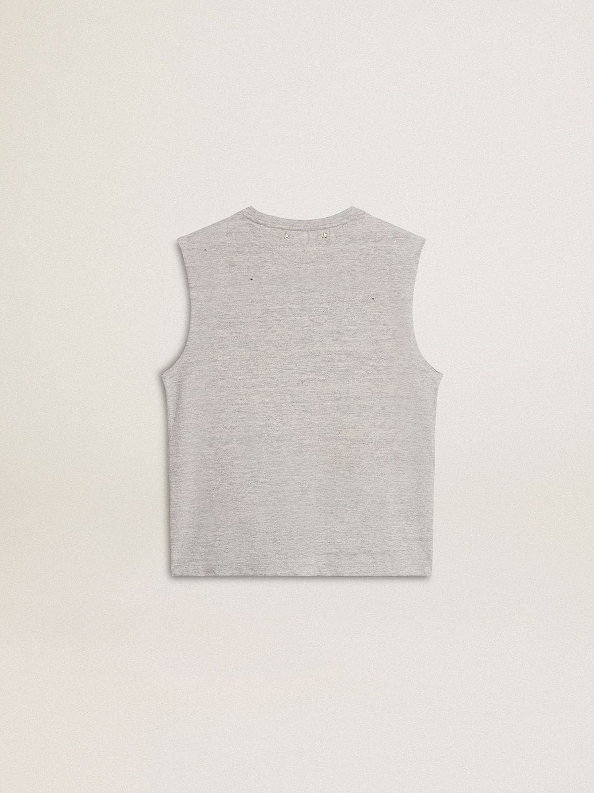 Women's gray sleeveless T-shirt with yellow print - Golden Goose Women