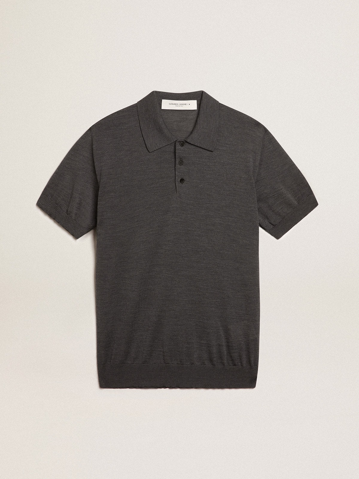 Women’s polo shirt in anthracite merino wool - Golden Goose Women