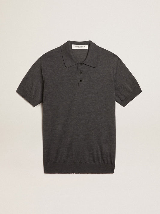Women’s polo shirt in anthracite merino wool - Golden Goose Women