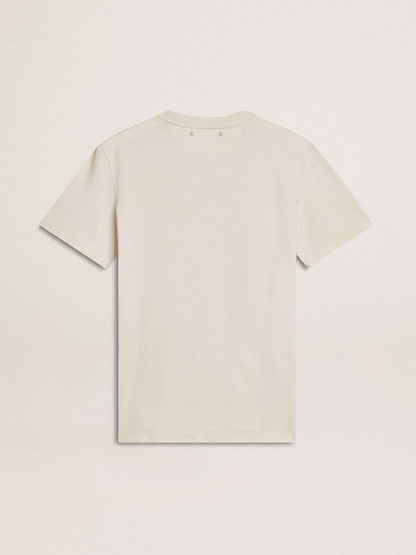 Women's white T-shirt with floral print - Golden Goose Women
