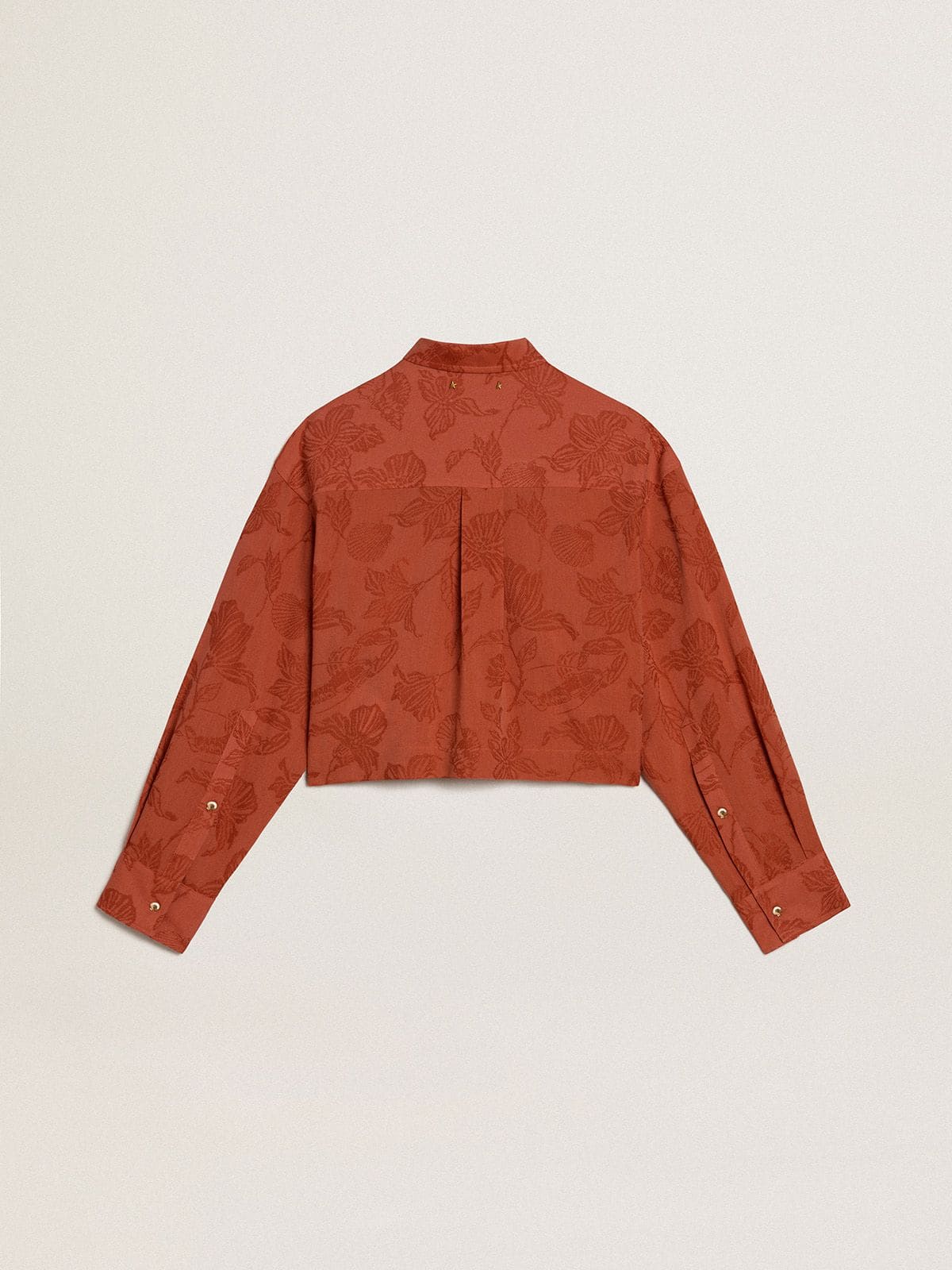 Women's cropped shirt in brick red jacquard with wide sleeves - Golden Goose Women