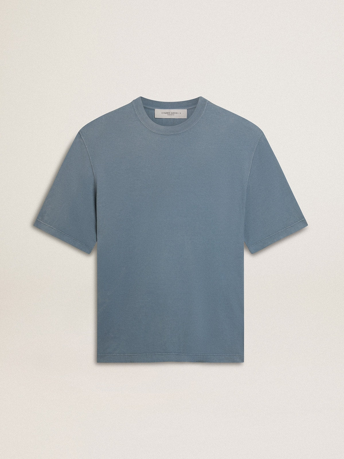 Unisex cotton T-shirt in baby blue with reverse print on the back - Golden Goose Women|Men
