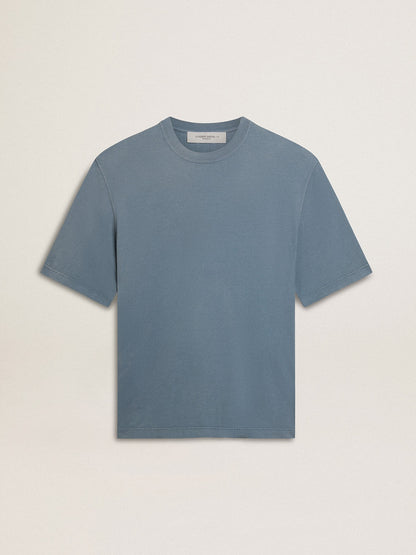Unisex cotton T-shirt in baby blue with reverse print on the back - Golden Goose Women|Men