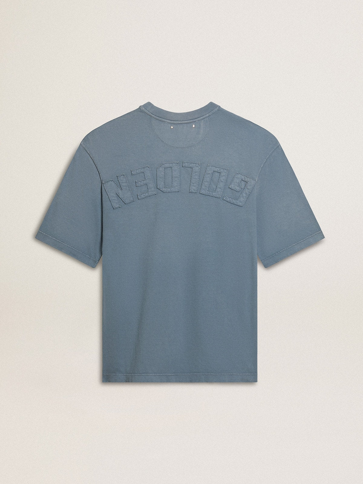 Unisex cotton T-shirt in baby blue with reverse print on the back - Golden Goose Women|Men