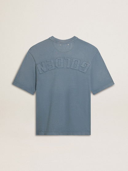 Unisex cotton T-shirt in baby blue with reverse print on the back - Golden Goose Women|Men