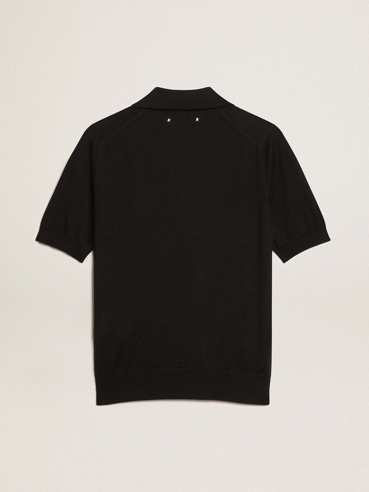 Women’s polo shirt in black merino wool - Golden Goose Women