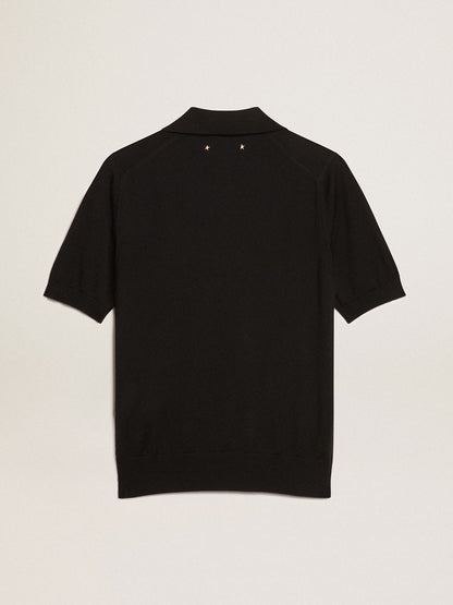 Women’s polo shirt in black merino wool - Golden Goose Women