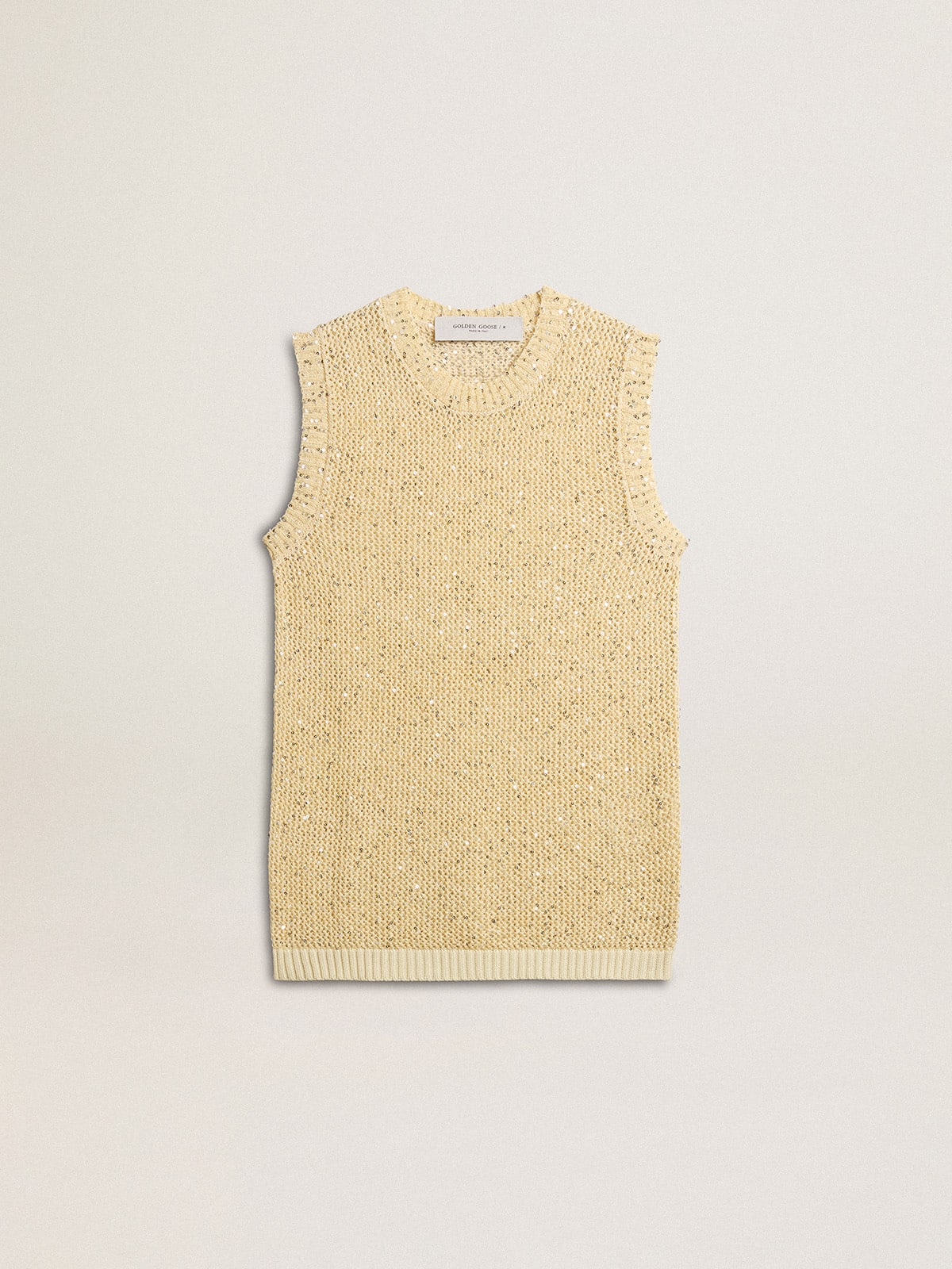 Mesh knit top with sequins and contrasting details - Golden Goose Women