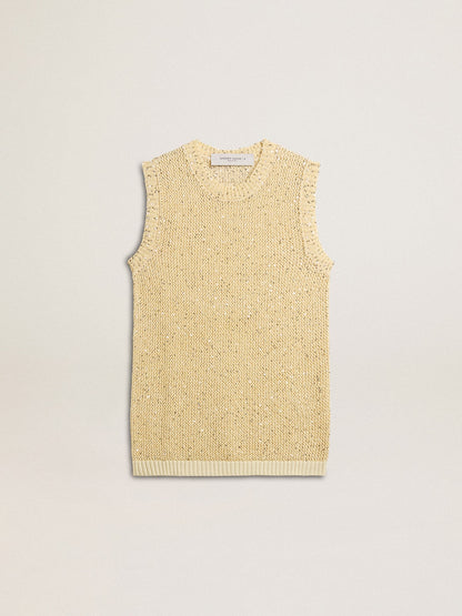 Mesh knit top with sequins and contrasting details - Golden Goose Women