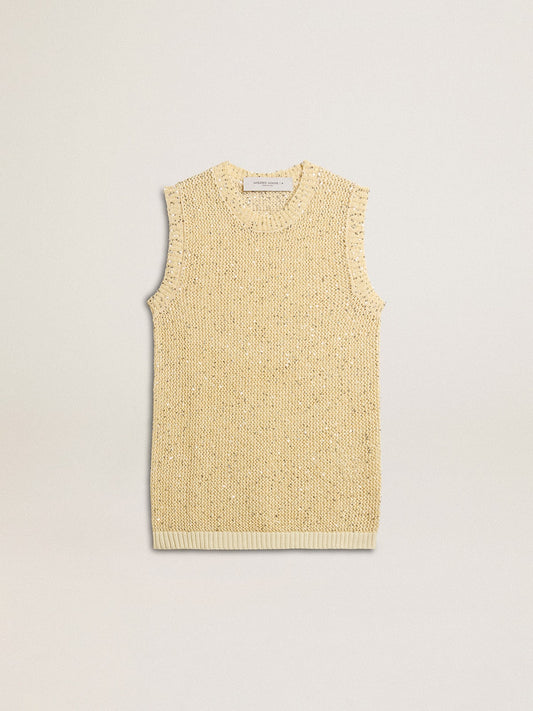 Mesh knit top with sequins and contrasting details - Golden Goose Women