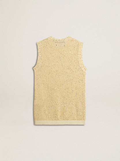 Mesh knit top with sequins and contrasting details - Golden Goose Women