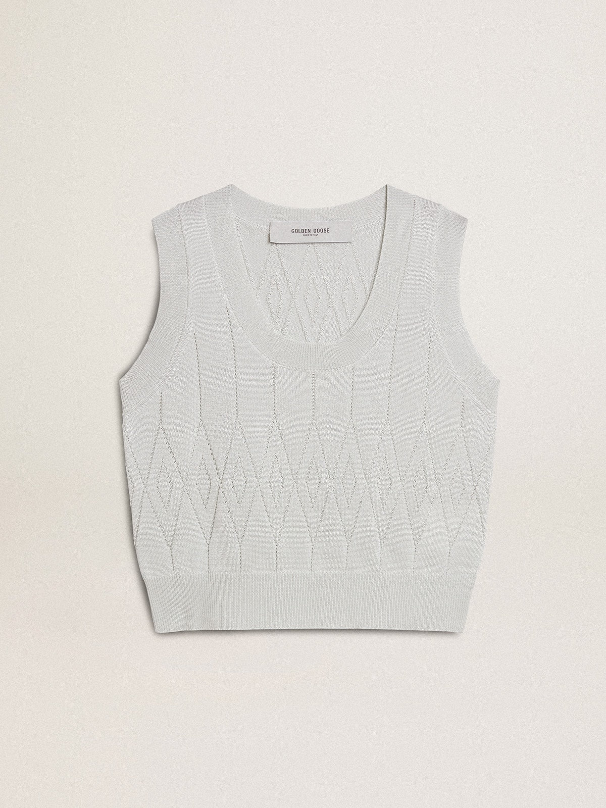 Women's sleeveless tank top in baby blue knit - Golden Goose Women
