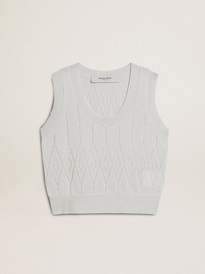 Women's sleeveless tank top in baby blue knit - Golden Goose Women