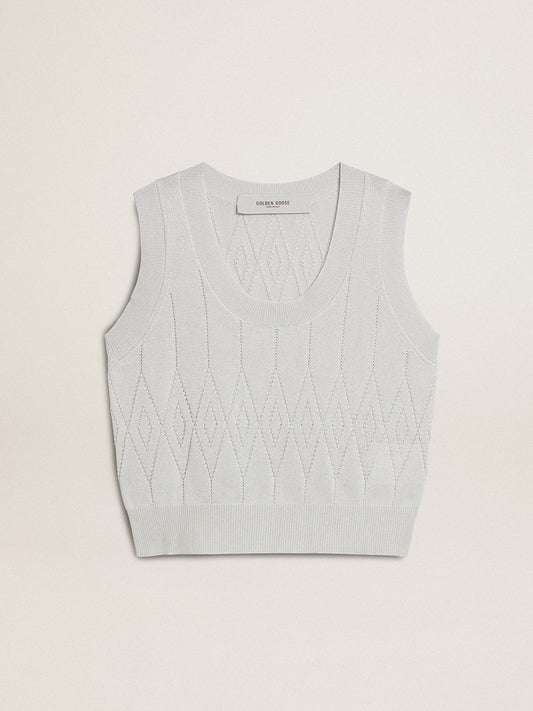 Women's sleeveless tank top in baby blue knit - Golden Goose Women