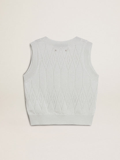 Women's sleeveless tank top in baby blue knit - Golden Goose Women