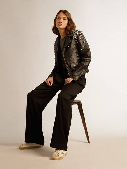 Distressed slim-fit T-shirt in anthracite gray - Golden Goose Women