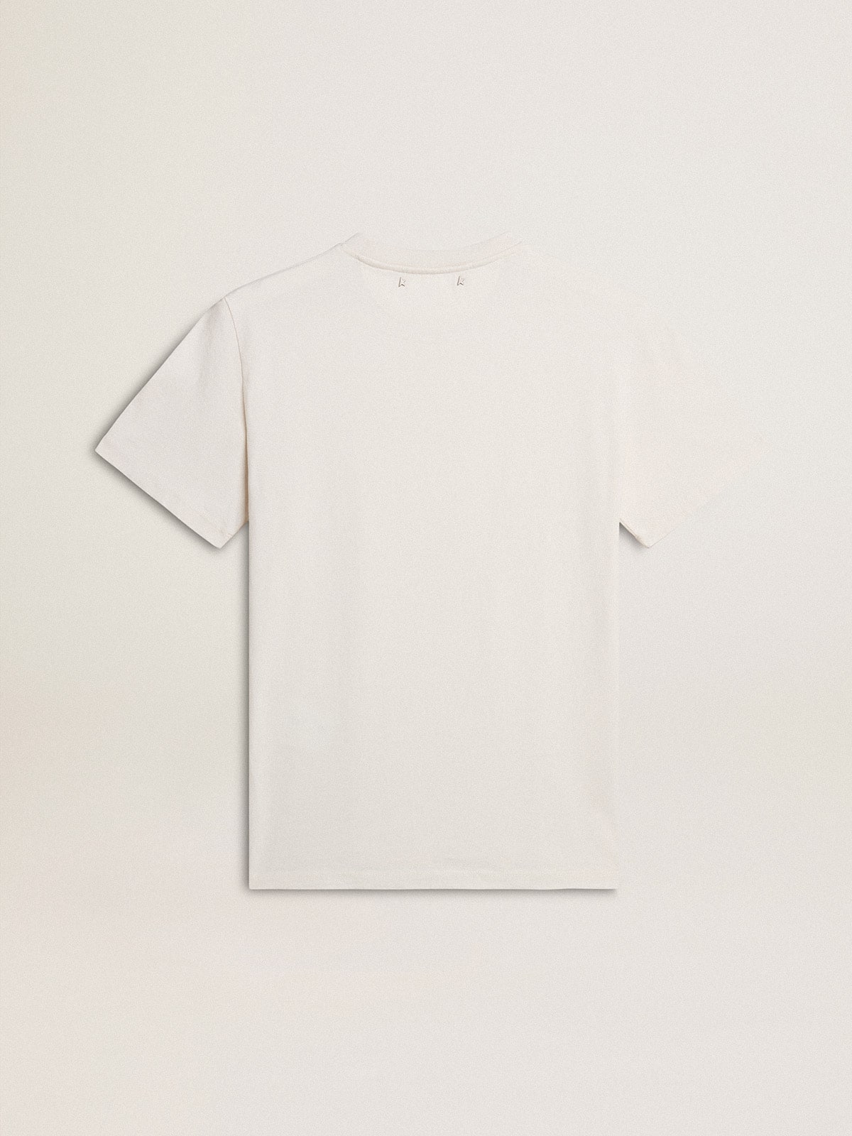 Women's worn-white cotton T-shirt with black lettering - Golden Goose Women