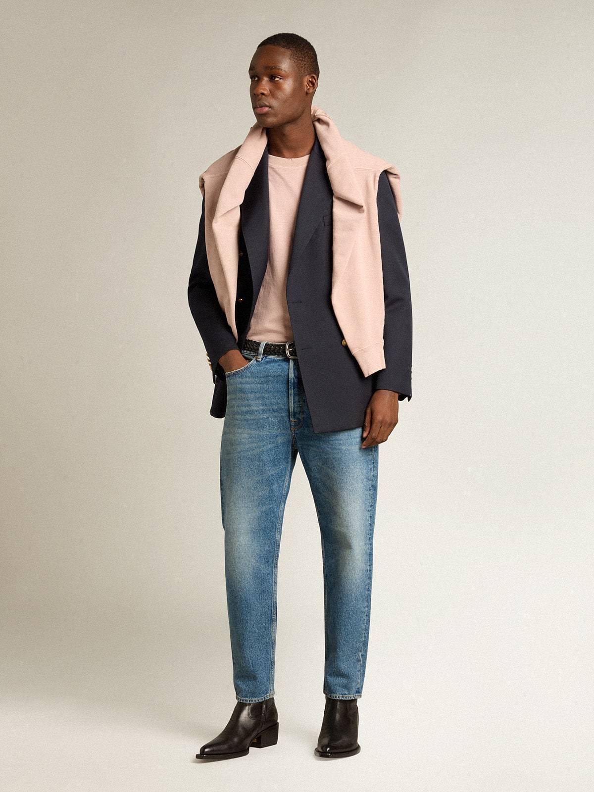Powder-pink T-shirt with reverse logo on the back - Jersey Capsule - Golden Goose Women|Men