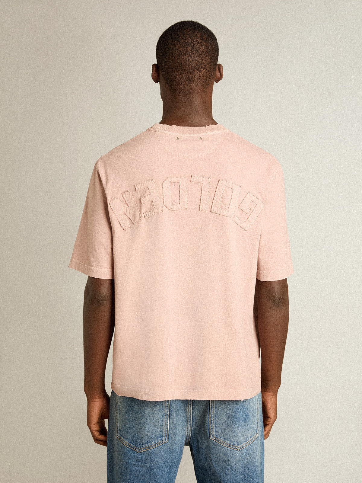 Powder-pink T-shirt with reverse logo on the back - Jersey Capsule - Golden Goose Women|Men