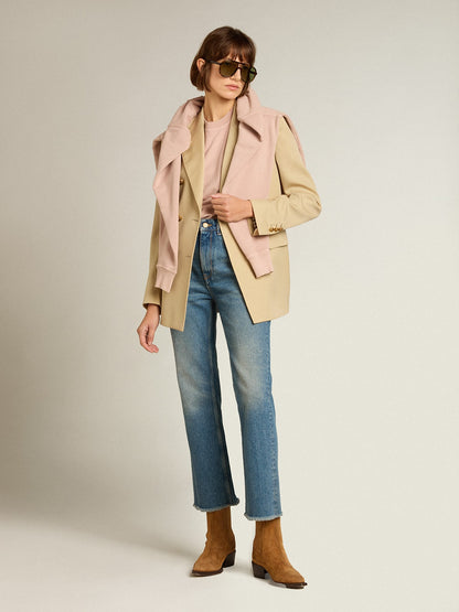 Powder-pink T-shirt with reverse logo on the back - Jersey Capsule - Golden Goose Women
