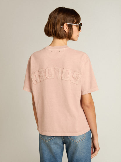 Powder-pink T-shirt with reverse logo on the back - Jersey Capsule - Golden Goose Women