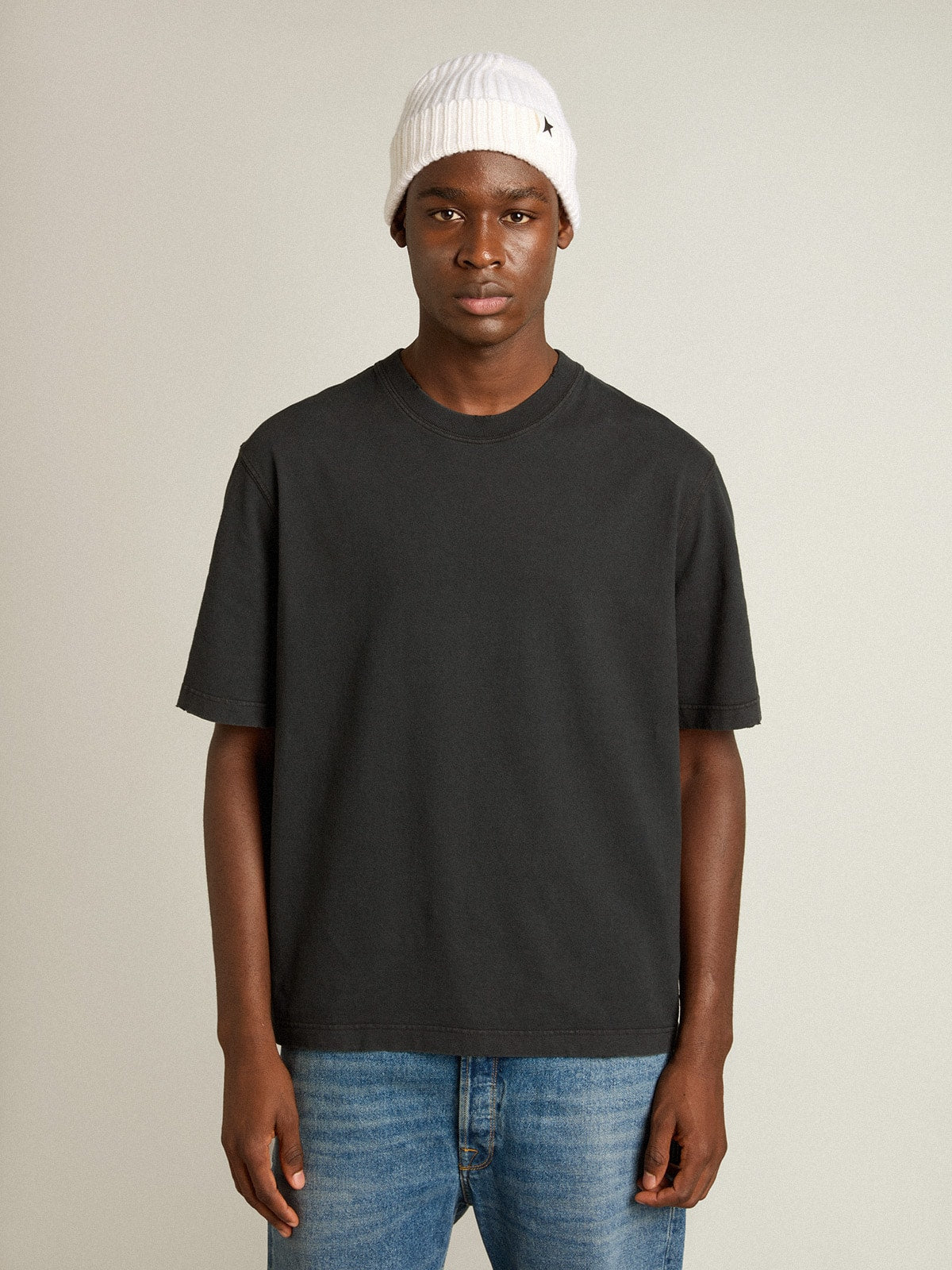 T-shirt in washed black with reverse logo on the back - Jersey Capsule - Golden Goose Women|Men