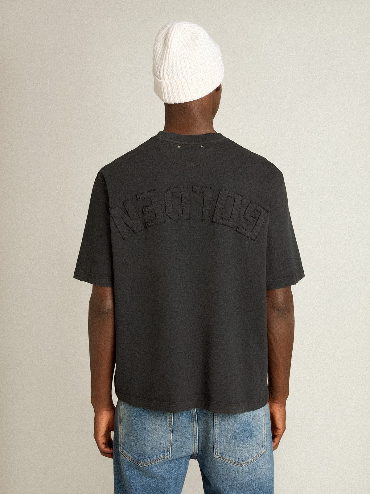 T-shirt in washed black with reverse logo on the back - Jersey Capsule - Golden Goose Women|Men