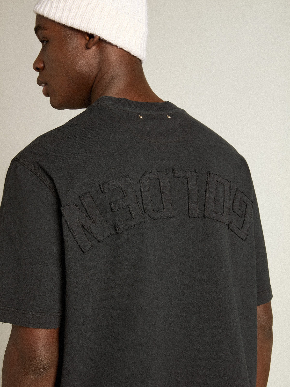 T-shirt in washed black with reverse logo on the back - Jersey Capsule - Golden Goose Women|Men