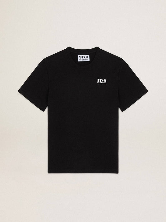 Black Star Collection T-shirt with contrasting white logo and star - Golden Goose Women