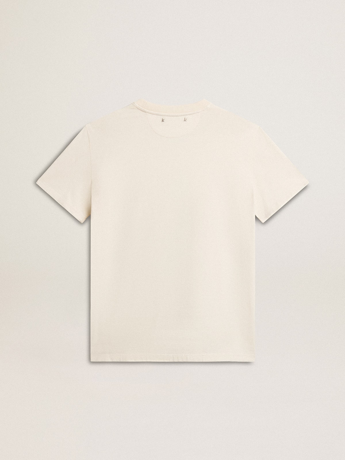 Women’s T-shirt in aged white with logo on the chest - Golden Goose Women