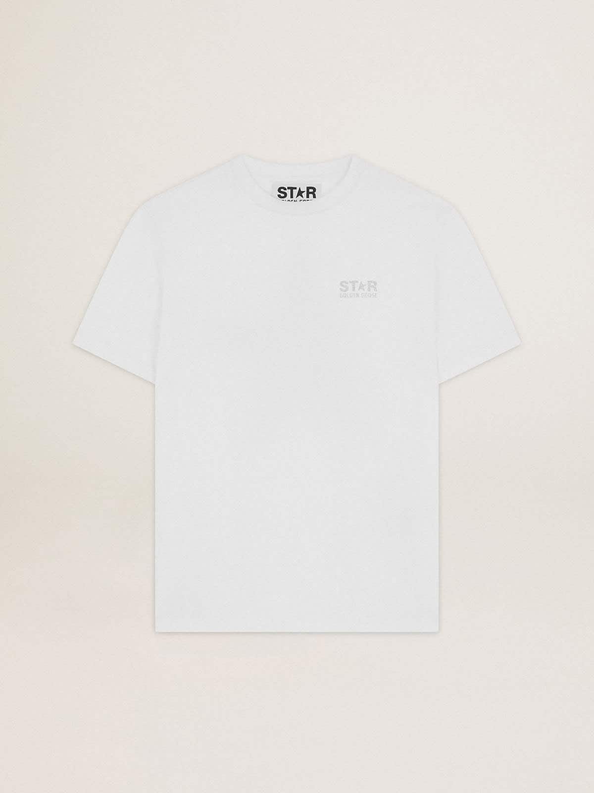 Women's white T-shirt with silver glitter logo and star - Golden Goose Women