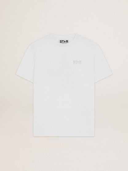 Women's white T-shirt with silver glitter logo and star - Golden Goose Women