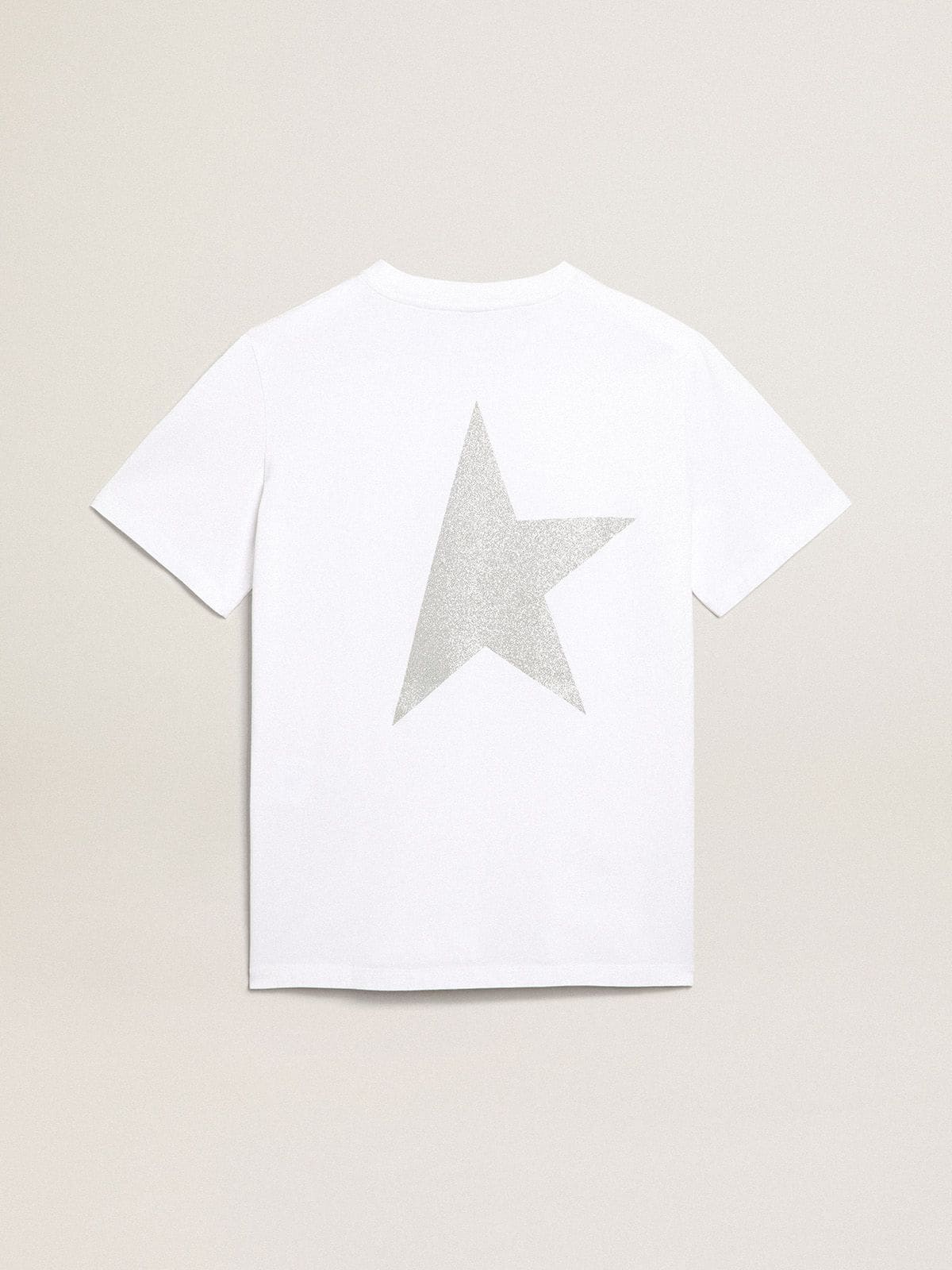 Women's white T-shirt with silver glitter logo and star - Golden Goose Women